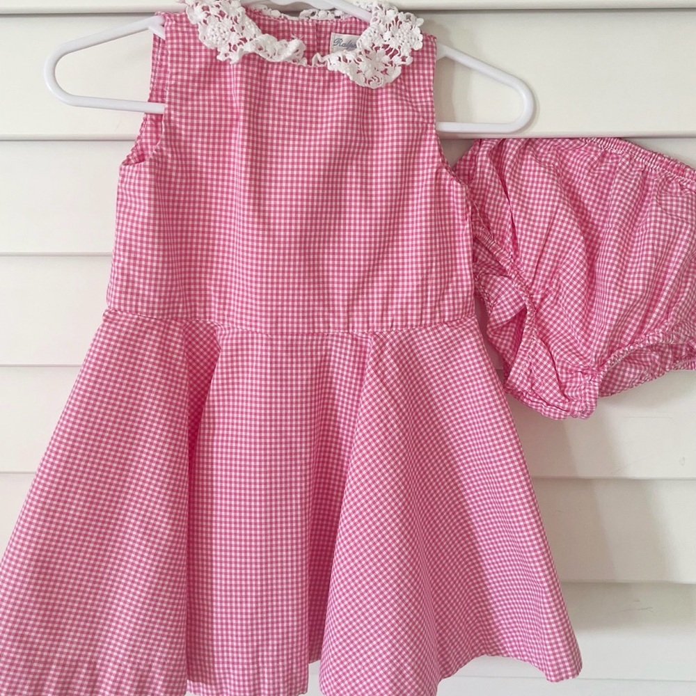 Polo Ralph Lauren Pink Gingham Dress with Lace Collar
